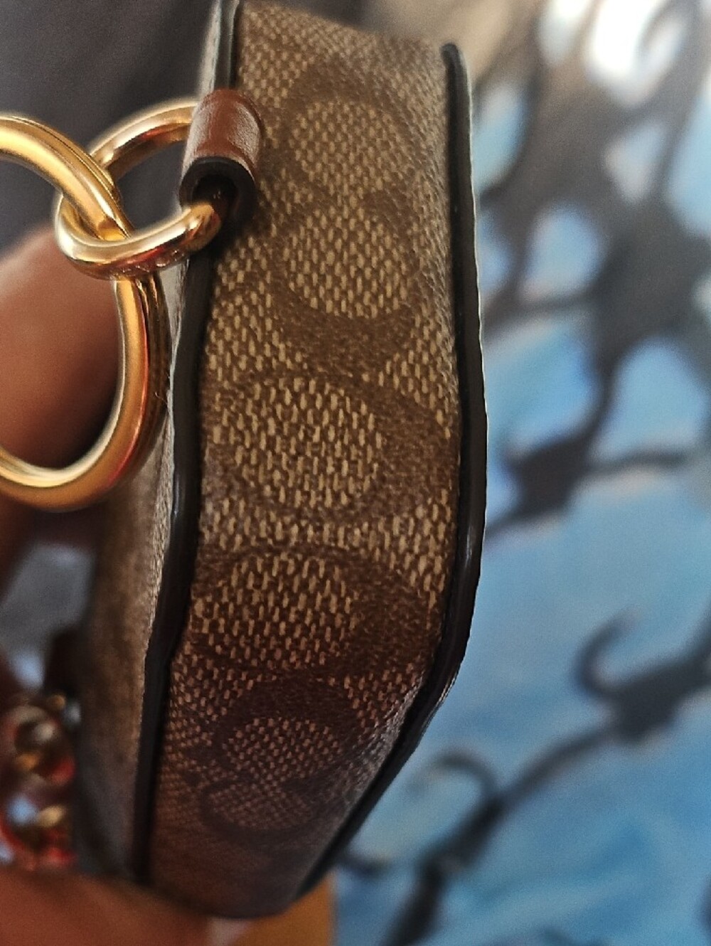 Coach Brown Monogram Mini Key Pouch with Gold Hardware - Picture 7 of 13